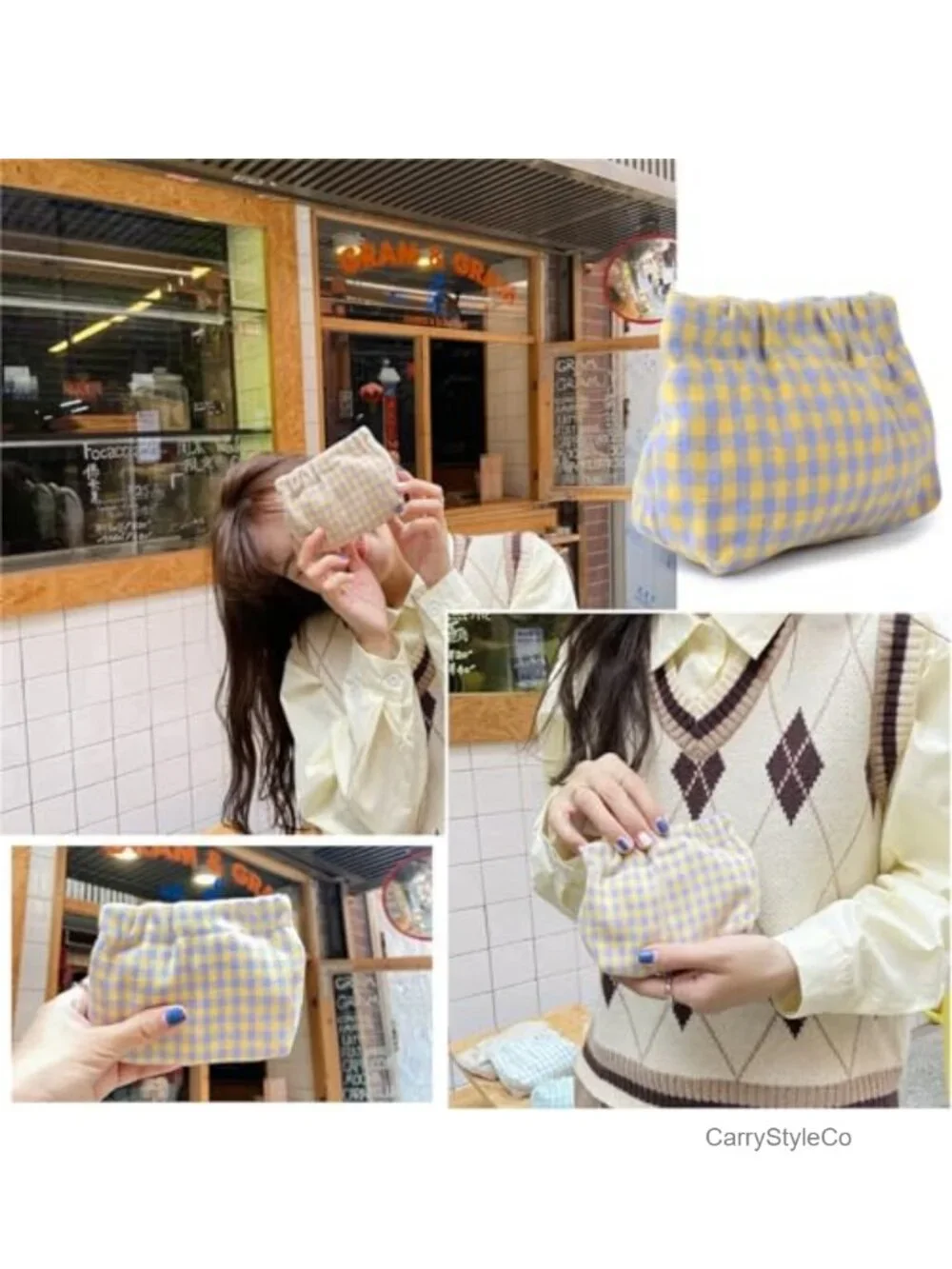 Mini Cosmetic Pouch Set of 2 with Drawstring - Cotton Corduroy Bag for Purse